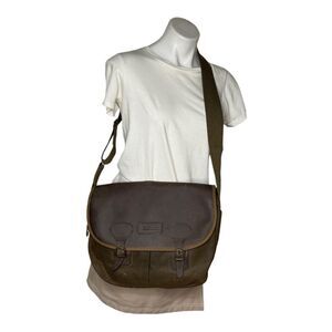BARBOUR Wax Leather Tarras Bag Brown Messenger Bag Adjustable Strap UNISEX